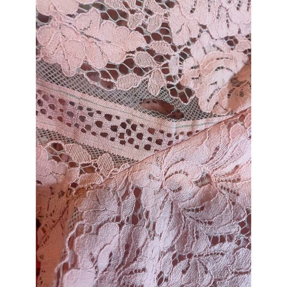 Catherines Women Top 2X Peach Floral Lace Overlay Eyelet Inlet Flowy Feminine - Picture 4 of 13